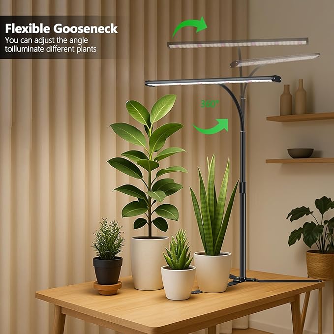 GYTF Super-Bright Plant Grow Light 6000K 108LEDs Full Spectrum Plant Lamp with Timer 4/8/12Hrs &amp Height Extendable for Home Office Desktop Indoor Plants 12V 3A High Power Output for Faster Growt