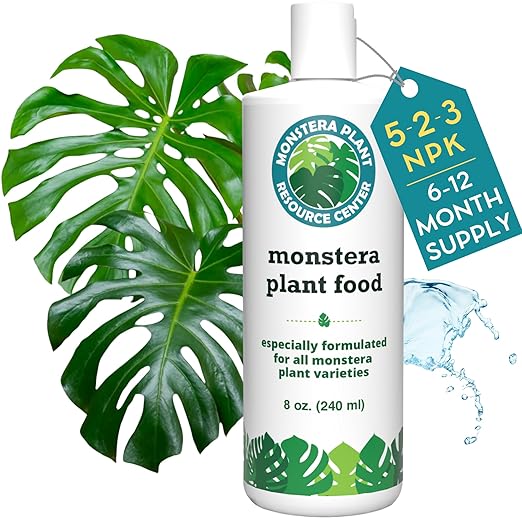 Monstera Plant Food - Premium Nutrient Rich Liquid Fertilizer (5-2-3 NPK) for Monstera Deliciosa &amp Other Tropical Plants | Supports Strong Roots &amp Large Lush Leaves | Safe Gentle Easy-to-Us