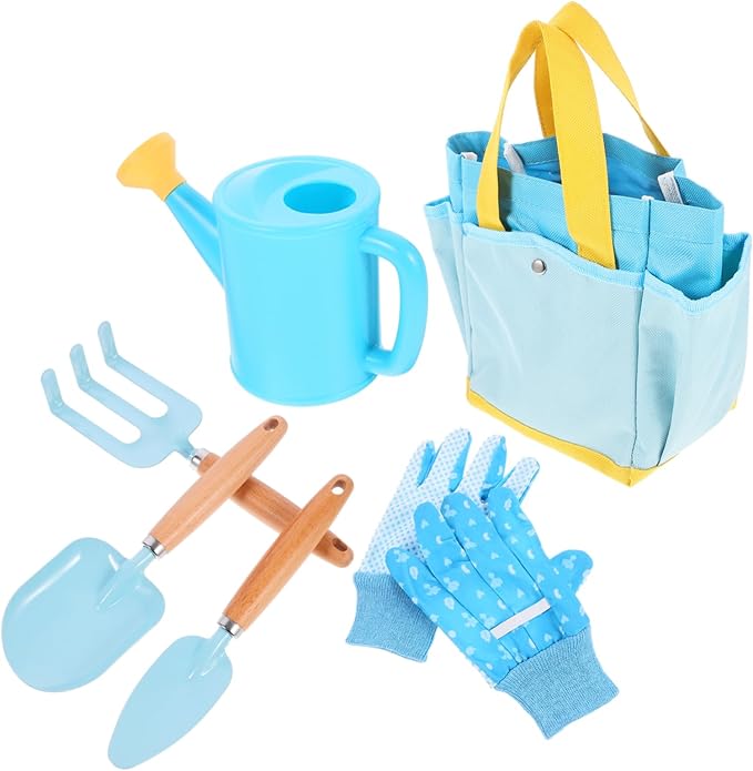 KESYOO 1set Boys and Girls Garden Tools Set Lightweight Gardening Kit for Toddlers Includes Watering Can Trowel Rake and Storage Bag for Outdoor Planting and Transplanting Activities