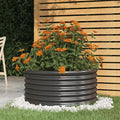 Round Garden Planter Powder-Coated Steel Round Raised Garden Bed for VegetablesOutdoor Garden Raised Planter Box Backyard Patio Planter Raised Beds 31.5x31.5x14.2 Anthracite -480