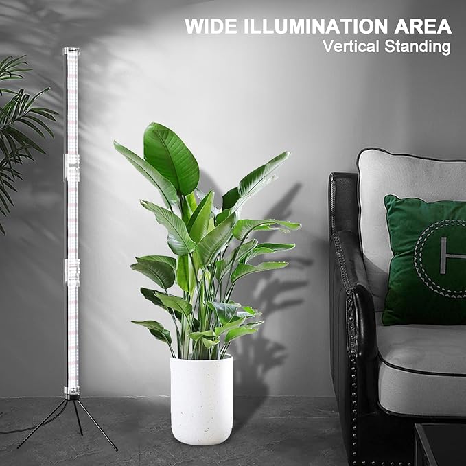 Super-Bright 48 T10 Plant Lamp 6000k Full Spectrum Standing Grow Light 3 Modes &amp 5 Dimming Levels Timer 4/8/12H12V/3A High Power Output for Large &amp Tall Indoor Plants