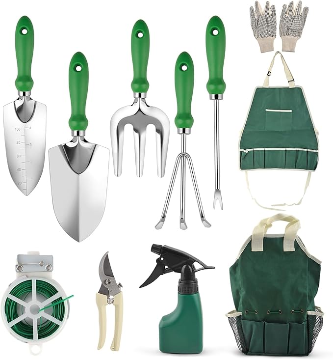 Garden Tool Set Premium Ergonomic Stainless Steel Hand Garden Tool Kit for Women and Men with Storage Bag for Outdoor Gardening Work