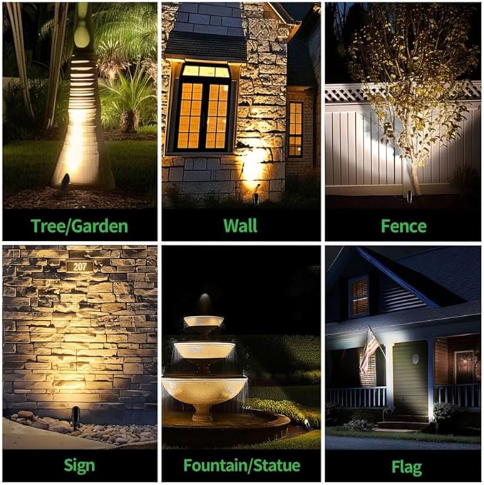 12V Landscape Spotlight Bundle - 12 Pack Spotlight 65FT 16/2 Cable Outdoor Waterproof LED Fixture for Garden Wall Tree with 5W 2700K Warm White MR16 Bulb