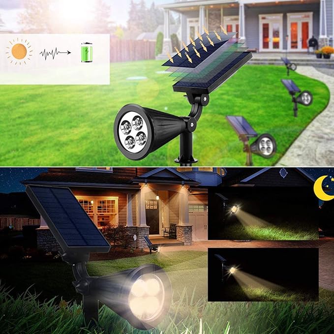 10led WhiteSolar Color Changing Spot Lights Outdoor Waterproof 2 Pack Multicolor Landscape Spotlights 180° Solar Powered Lights Height Adjustable for Courtyards Balconies Gardens
