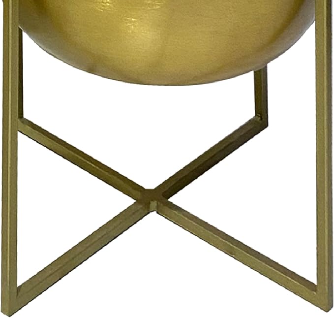 Generic 16 13 Inch High Brass Raised Planter with Stand Set of 2 Gold