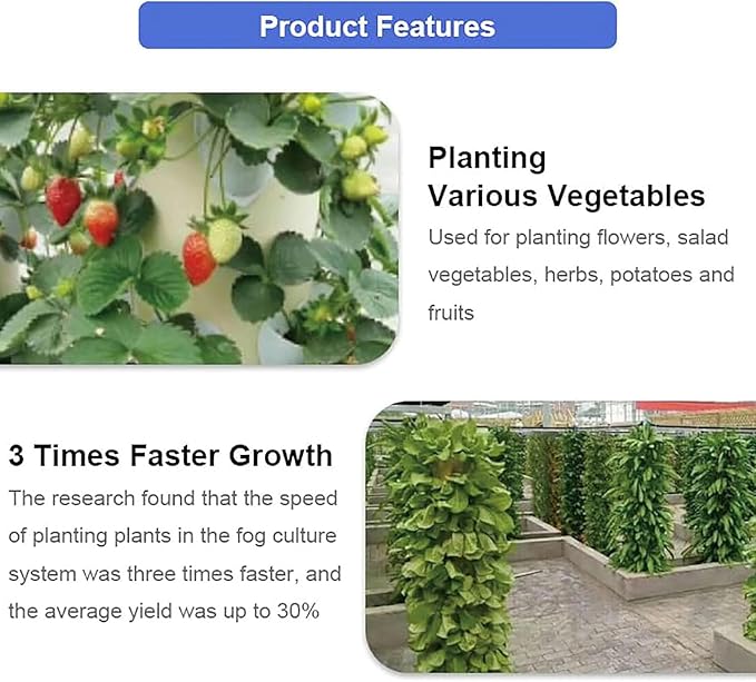 Hydroponic Growing System 30 Pods Vertical Garden Planter Hydroponics Tower Indoor Smart Garden Kit Aeroponics Growing Kit with Hydrating Pump AdapterNet PotsTimer for HerbsFruits Vegetables//1pc