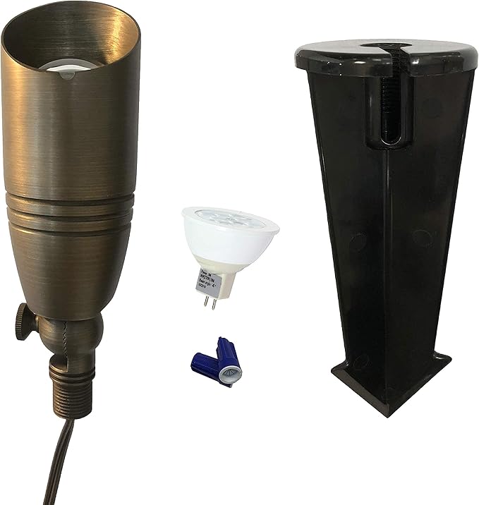 GKOLED Brass Landscape Spotlights (Bulbs Included) with Mini Brass Landscape Spotlights (Bulbs Included)