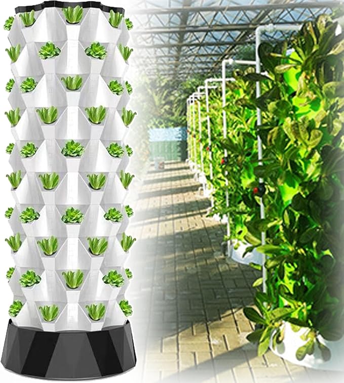 48/64/80 Pots Hydroponics Tower Set Hydroponic Growing System Hydroponic Growing Plants Germination Kit Vertical Hydroponic System for Gardening Lover6floors