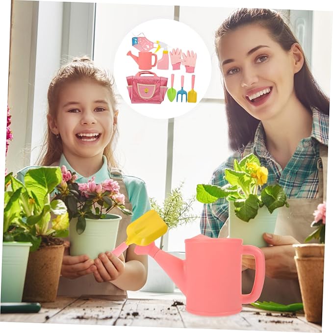 DECHOUS 1set Boys and Girls Gardening Tools Set Garden Kit Rake Shovel Watering Can Gloves Apron and Tote Bag for Outdoor Fun and Skill Development