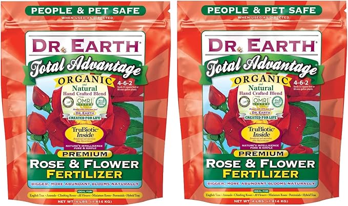 Dr. Earth 702P Organic 3 Rose &amp Flower Fertilizer in Poly Bag 4-Pound (4 lb (Pack of 2))