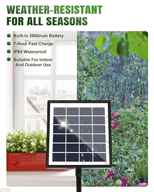 Breeze Touch 50FT Automatic Solar Drip Irrigation System Drip Irrigation Kit with 12 Timing Modes Supported 15 Pots Indoor/Outdoor Irrigation System for Garden Balcony &amp Patio Watering System