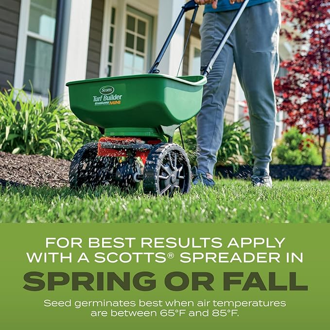 Scotts Turf Builder Grass Seed Tall Fescue Mix with Fertilizer and Soil Improver Resists Harsh Conditions 32 lbs.