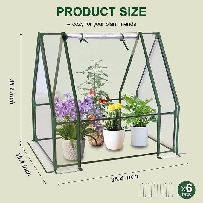 Mini Greenhouse 35×35×36 Portable Greenhouse for Indoor Outdoor Small Green House for Plants Seedling Germination (Clear 35x35x36 inch)