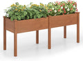 HAPPYGRILL Raised Garden Bed Outdoor Planter Raised Bed w/Drainage Holes Divider Panel 6 Supporting Legs Elevated Wood Planter Box for Backyard Patio Balcony 73” x 23” x 30” (L x W x H) (Brown)