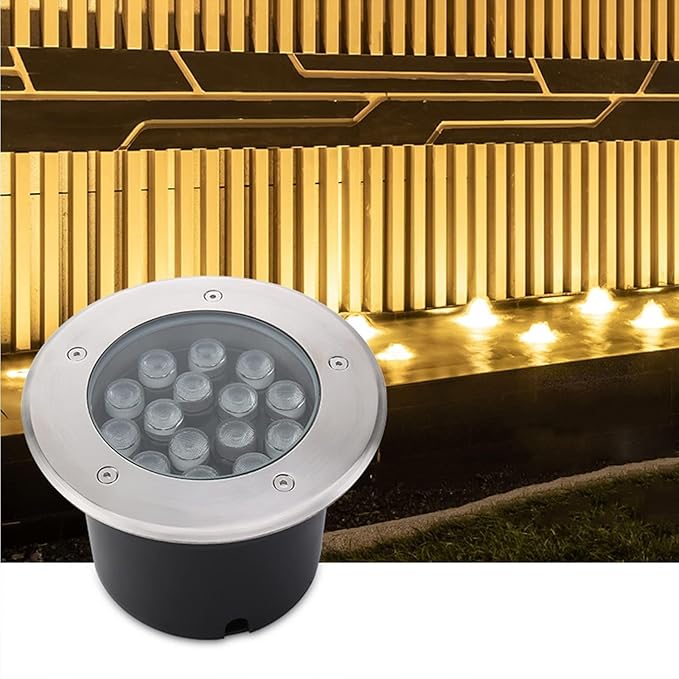 24V IP68 Waterproof Ground LED Landscape Lights - Buried Recessed Underwater Spotlights for Ponds and Pools Low Voltage RGB (12W) &amp Green (6W)
