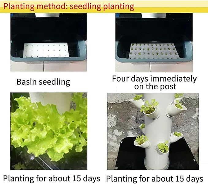 Hydroponic Tower System of Hydroponic Culture Interior Cultivation System Vertical Cultivation Tower 15 Layers 45 Plants with Herbs Mobile Water Tank Fruits