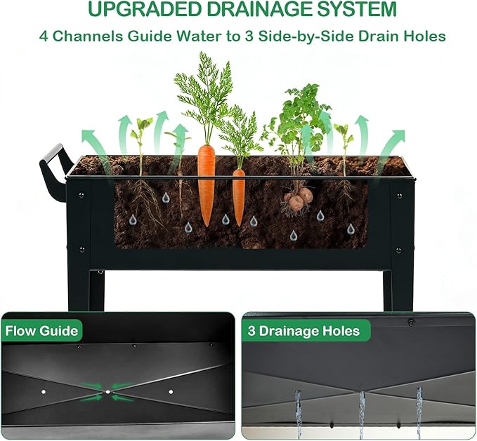 2-Pack 32”Height Elevated Raised Garden Bed with Wheels &amp Storage Shelf 400 Lbs Capacity Anti-Rust Space-Saving Planter for Vegetables Herbs Patio Balcony Backyard
