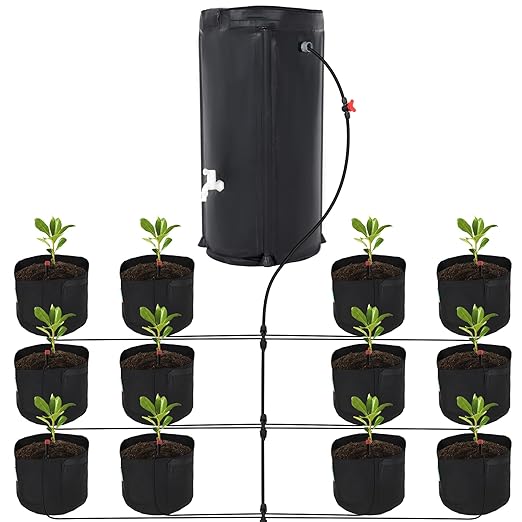 Self Watering System Kits for Plants with 13 Gallon Bucket and 25W Water Pump Automatic Watering System for Indoor and Outdoor for Grow Tent Greenhouse Lawn