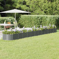 Garden Raised BedGarden Raised Bed Planter Box Vegetable Trellis for Growing Flowers Porch and Fruits Herbs Powder-Coated Steel 201.6X31.5X14.2 Gray
