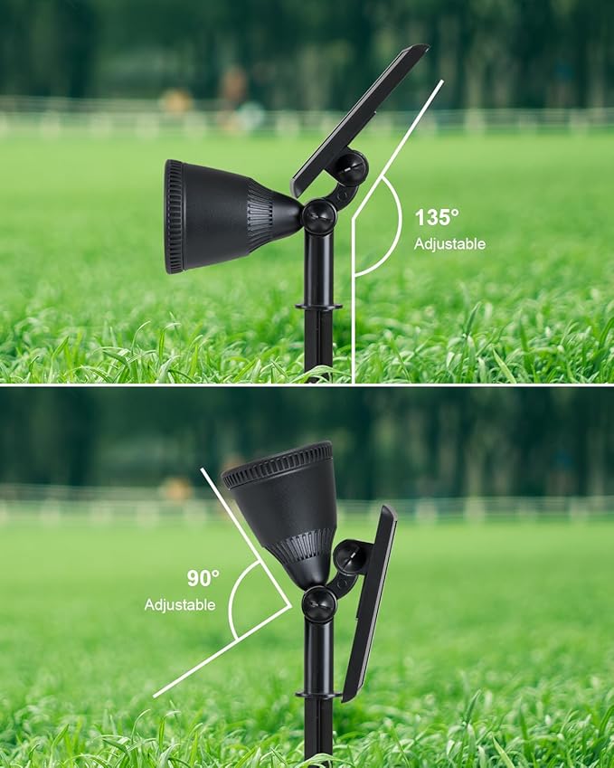 Solar Powered Spot Lights Outdoor Waterproof Super Bright LED Yard Spotlights for Tree Flag Lawn Sculpture Dusk to Dawn Landscape Uplighting for Outside House Wall Garden Backyard Walkway Driveway