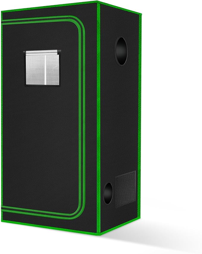 MELONFARM 34x34x72'' Grow Tent High Reflective 600D Diamond Mylar Canvas with Observation Window and Floor Tray for Hydroponic Indoor Plant Growing