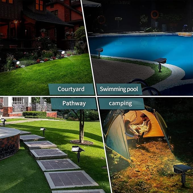 Solar Spot Lights OutdoorAdjustable 2 in 1 USB &amp Solar Powered IP65 Waterproof Landscape Spotlights3 Modes Solar Outdoor Lights for Yard Garden Porch PatioWhite light2 pcs (Warm Light 4 pcs)