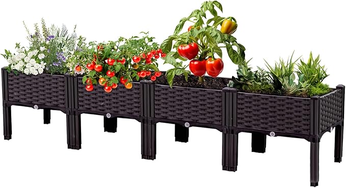 Raised Garden Bed with Legs Large Planter Box Raised Garden Beds Outdoor Rectangular Elevated Planter Box for Gardening Vegetables Flowers Fruits and Plants (63”*15.7”*14.5”)