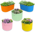 A ANLEOLIFE 5-Pack 18in Tall Kids Mini Raised Garden Beds Outdoor 40x24in Oval &amp 24x24in Round Galvanized Metal Planter Box for Planting Vegetables Flowers Fruits Eco-Safe &amp Easy Setup