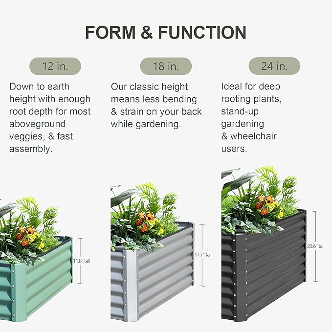 Domi Galvanized Raised Garden Bed 6x3x1Ft Thickening Metal Planter Box for Vegetables Bottomless for Backyard Outdoor 1 Deep w/ 128 Gallon Capacity - Silvery