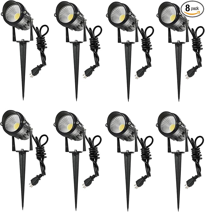 Outdoor Landscape Lights 7W 700LM110V 120V LED Spot LightsWaterproof Landscape Spotlights3CCT Selectable US-3 Plug in Tree UplightsMount Wall Lamp Spiked Stand for Yard PathwayPack of 8