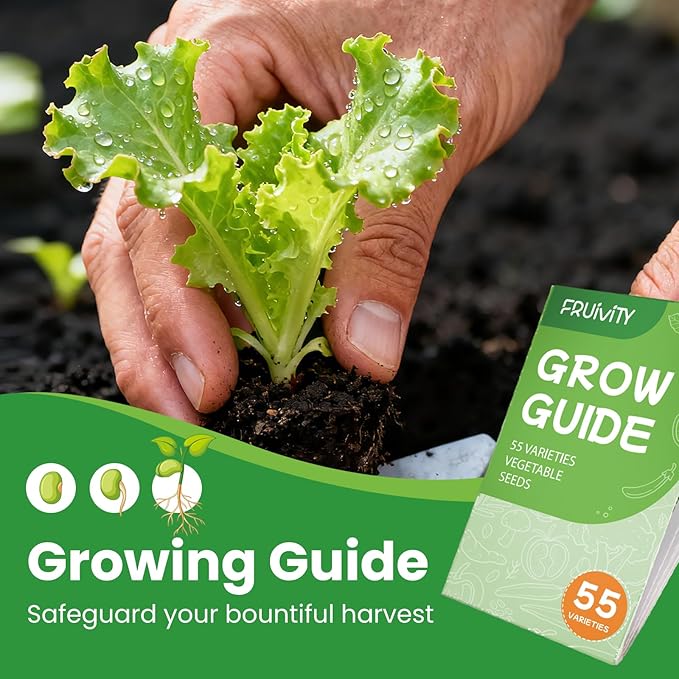 55 Vegetable Seeds Variety Pack - 39000+ Heirloom Seeds for Planting Vegetables and Fruits Non-GMO Garden Seeds for Outdoor Planting Gift for Mother Women Mom Friend (55 PCS Vegetable Seeds)