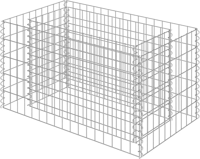 Gabion Raised Bed Galvanized Steel Outdoor Planter Weather Resistant Stable Durable Garden Plant Bed Silver Rectangular