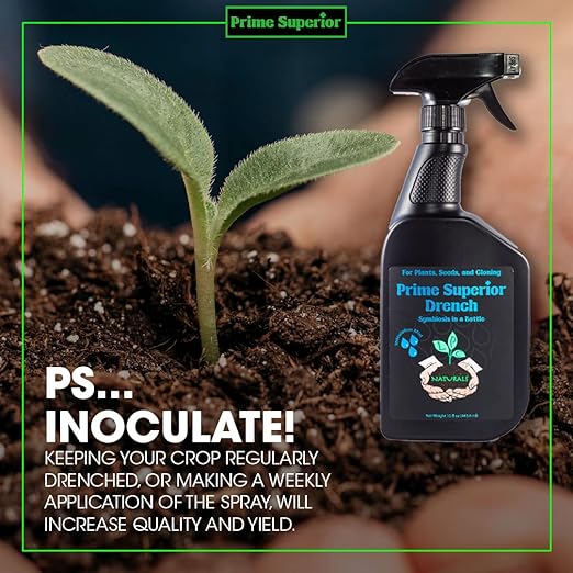 Drench Spray (15 fl.oz) – Plant inoculant &amp Growth Stimulant. Safe for Family Pets &amp Environment. Organic Compliant for Vegetable Gardens lawns &amp House Plants. Indoor &amp Outdoor use.