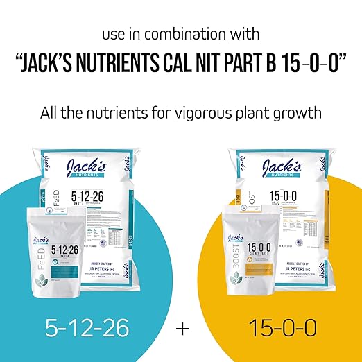 Jack's Nutrients 5-12-26 Part A Water-Soluble Fertilizer for Growth of Leaves and Strong Roots in Plants Grown in Continuous Liquid Feed Programs 25lbs 2 Pack