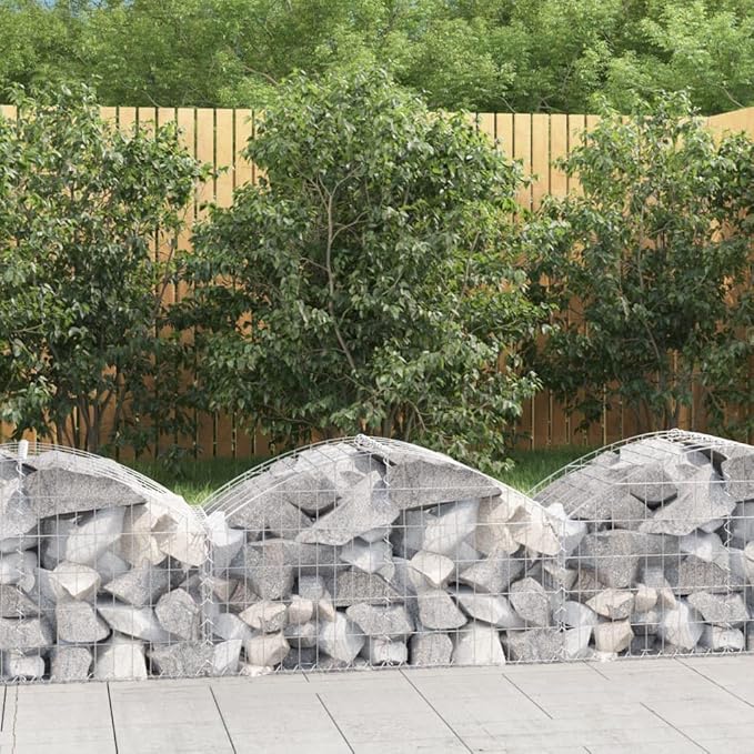 Arched Gabion Basket Silver Galvanized Iron 39.4 x 19.7 x 23.6 in Outdoor Planter for Garden Bed Sound Absorbing Durable Landscape Design