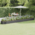 Extra Long Anthracite Oval Raised Garden Bed 214.2 x 39.4 in Powder-Coated Steel Planter Box for Outdoor Plants Herbs Tomatoes Balcony or Patio Modern Design