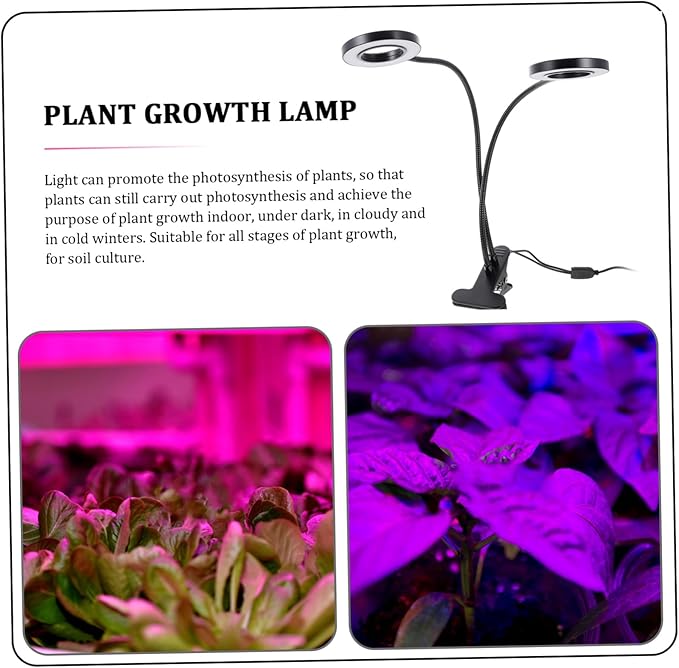 5v Dual-Head Led Plant Light with Timer Dimmable Levels USB-Powered Growth Lamp for Indoor Plants for Vegetables and Flowers