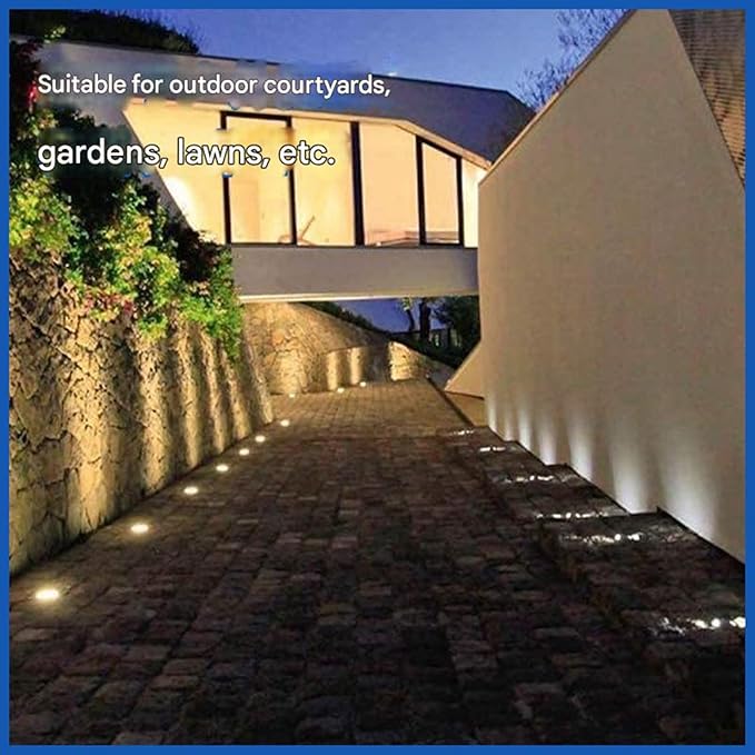Solar Underground Outdoor LightsEmbedded Courtyard Lawn Lights Tempered GlassLED Landscape Lighting IP65 Waterproof Solar Panel(White)