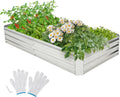 Giantex Galvanized Raised Garden Bed 6x3x1ft Large Metal Planter Box with Gloves Outdoor Bottomless Planter Raised Bed Kit for Vegetables Flowers Herbs Fruits Silver