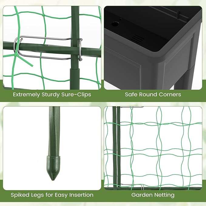 Giantex Raised Garden Bed with Legs &amp Trellis for Climbing Plants Self-Watering Planter Box w/Water Level Gauge for Vine Flower Herb Vegetable (29.5x13.5x76)