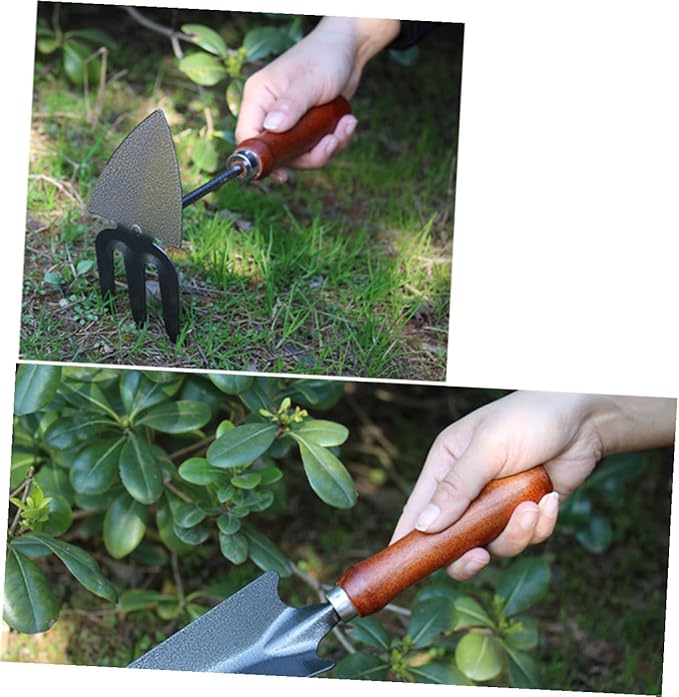 4pcs Mini Garden Tool Set with Thicken Iron Shovel and Wooden Handle Compact Hand Tools for Planting Flowers and Soil Cultivation Sturdy Gardening Accessories for Indoor