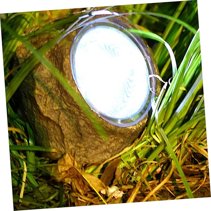DOITOOL 2 Pcs Solar Powered Waterproof Stone Shape Garden Light for Outdoor LED Spotlight Simulation Design for Pathway and Decoration