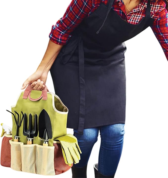 Garden Tools Set 9 Piece Gardening Kit Carbon Steel Garden Hand Tools with Wood Handle Including Pruning Shears Trowel Gloves Storage Bag Gardening Gifts for Women Men