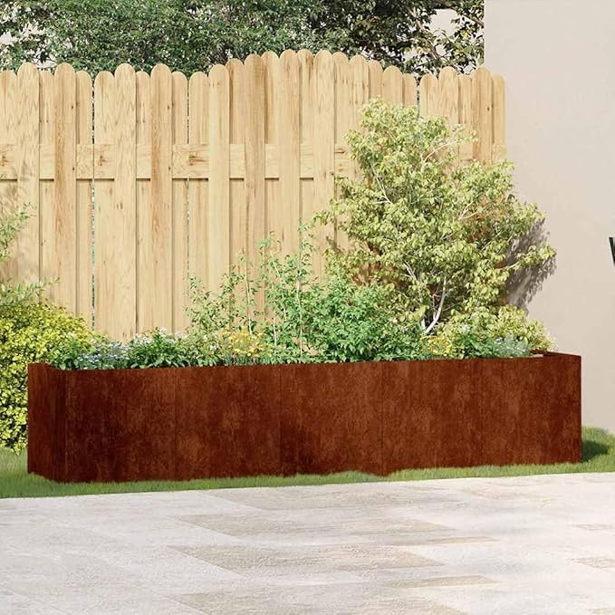 Weathering Steel Planter Box Rusty Raised Garden Beds for Flowers Vegetables Herbs 78.7x15.7x15.7-193