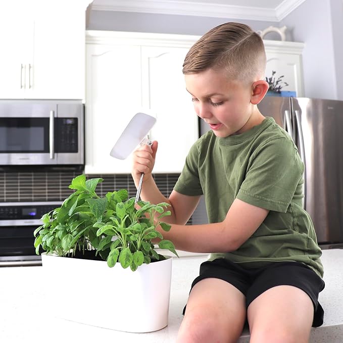SunBlaster Nano Growlight Garden Indoor Herb Garden Countertop Planter Passive Hydroponic Sytem w/Dimmable LED Light Timer &amp Adapter Plus Gaia Green All Purpose Fertilizer