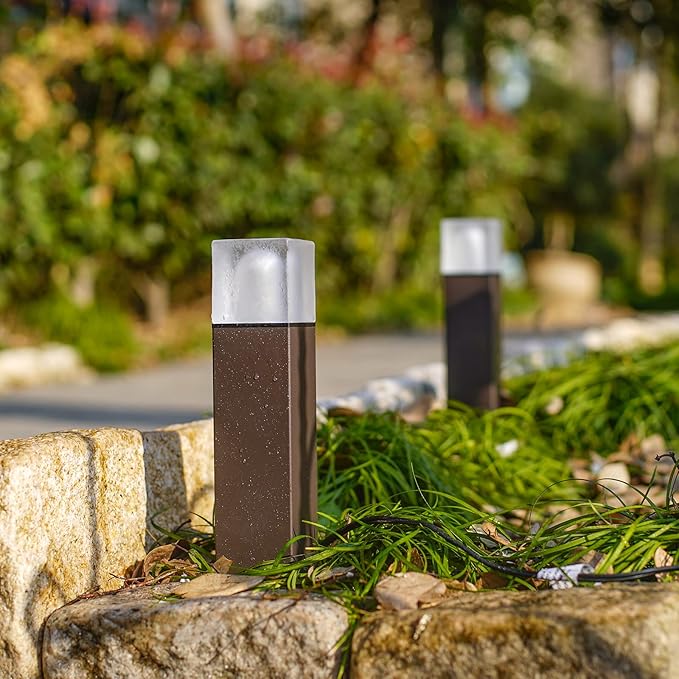GOODSMANN Low Voltage Landscape Lights Path Lights 8PK 2W 100 Lumen with 8PK 3W 200 Lumens Spotlight Outdoor with Metal Stake Cable Connector
