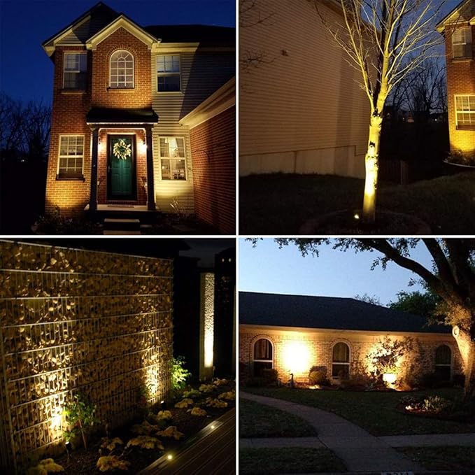 Outdoor Landscape Lighting 10W120V ACWarm White Waterproof LED Landscape Lights for YardPatioLawn Wall FloodDrivewayTree LightingMetal Ground Stake (2 Packs)