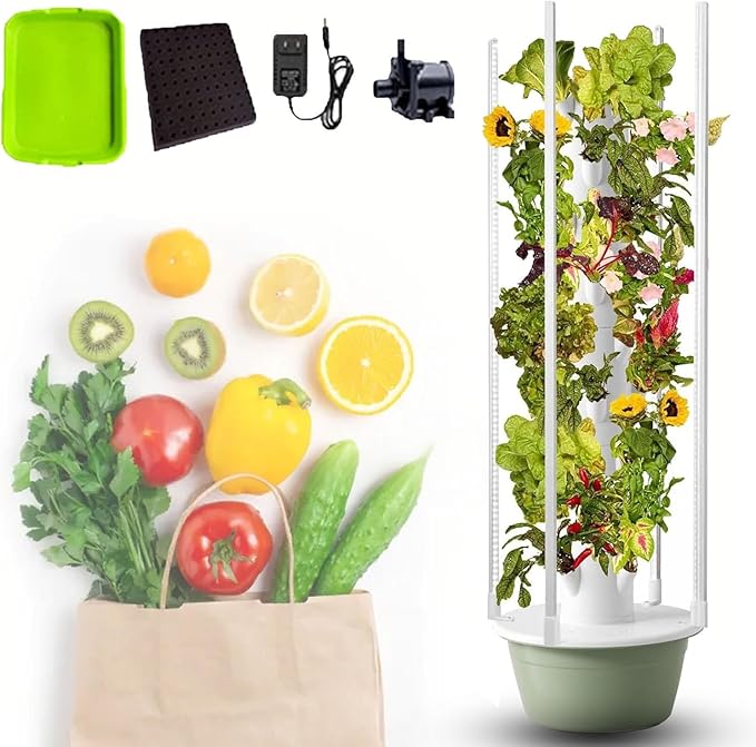 Hydro Growing System 5/7/9 Layers Garden Hydroponics Growing System Indoor Indoor Lettuce Growing System with LED Light Plants Indoor Hydroponic Vegetable Tower for Gardening Lover7Layers/28Pots