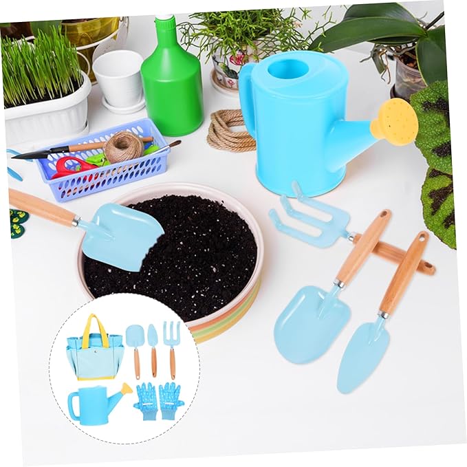 VICASKY 1set Boy Girl Gardening Tools Set Garden Tool Kit Shovel Rake Watering Can and Storage Bag for Boy Girl Lightweight and Portable Gardening Toys for