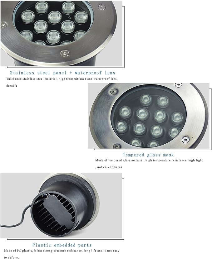 LED Underground Light Outdoor Ground Light IP66 Waterproof AC85-265V Buried Lights for Pathway Patio Walkway Deck Stairs Garden Spotlight
